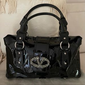 Valentino Patent Leather Satchel Bag (Black)